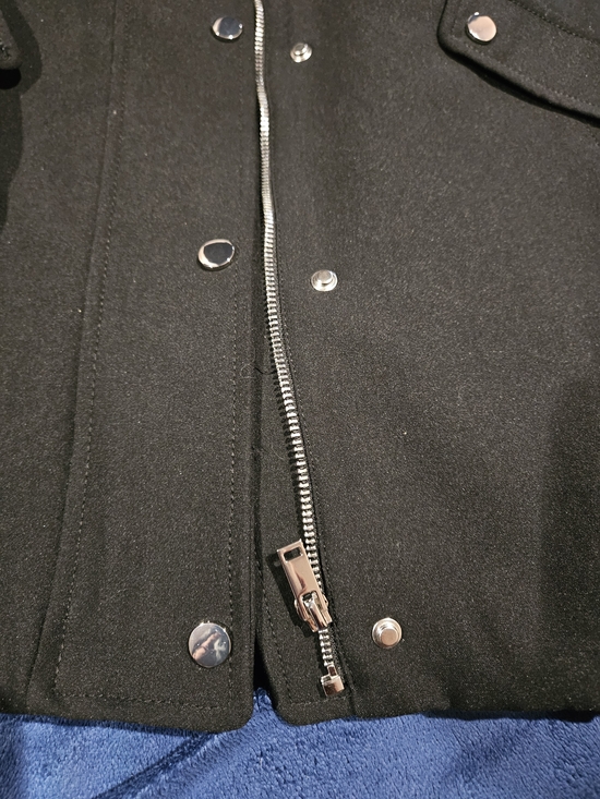 Zara Black Oversized Bomber Jacket with Snap Buttons - Picture 4 of 10